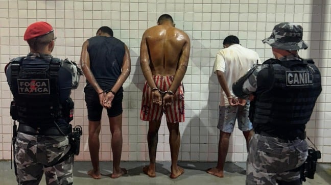 O trio foi preso pelo Canil e Força Tática (Foto: Divulgação) O trio foi preso pelo Canil e Força Tática (Foto: Divulgação)