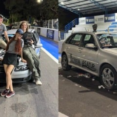 O piloto Marcos Vinícius com a família em pista de arrancada de Roraima (Fotos: Arquivo pessoal)