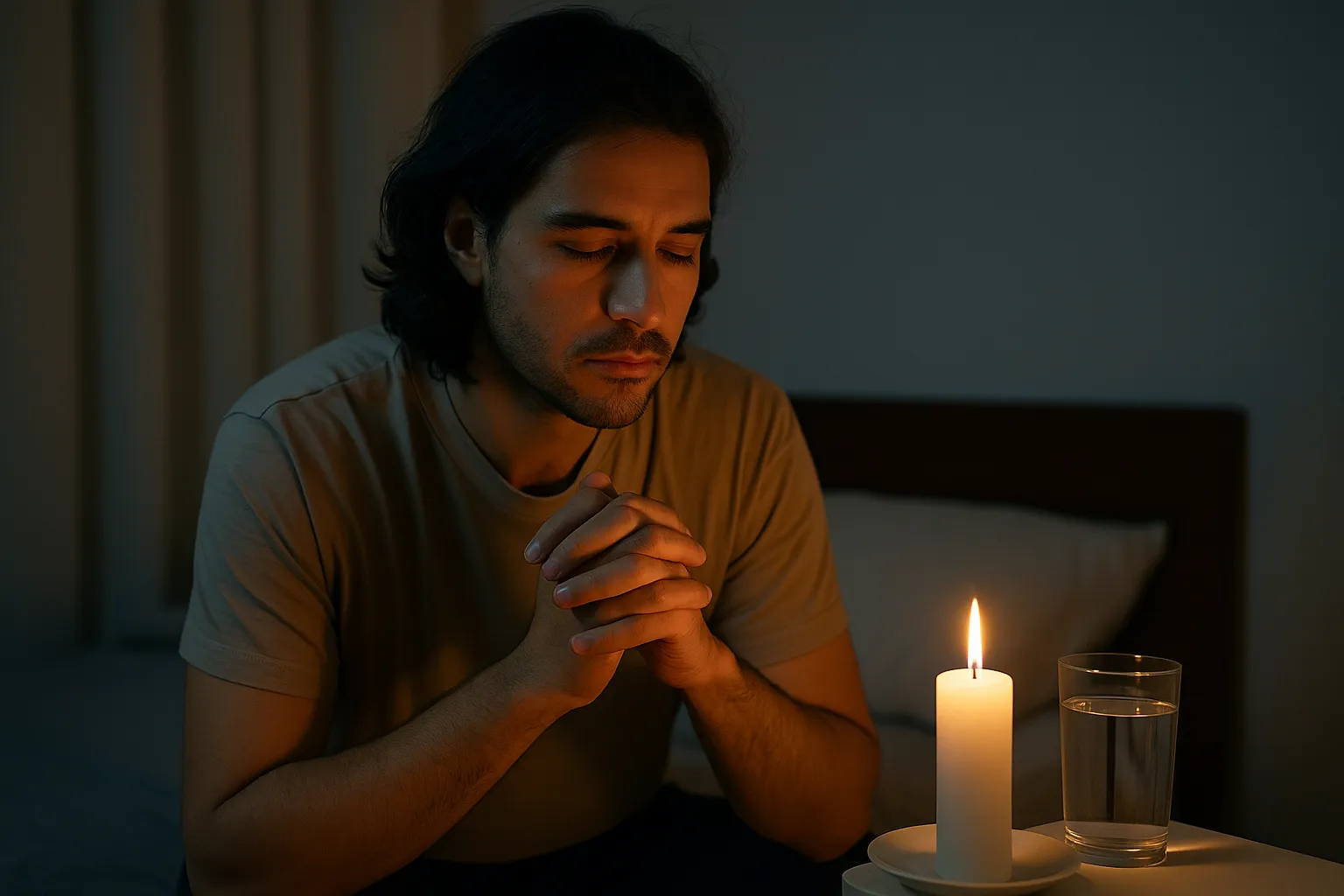 Simpatia com vela e copo d’água para aliviar tensão e insônia em dias difíceis