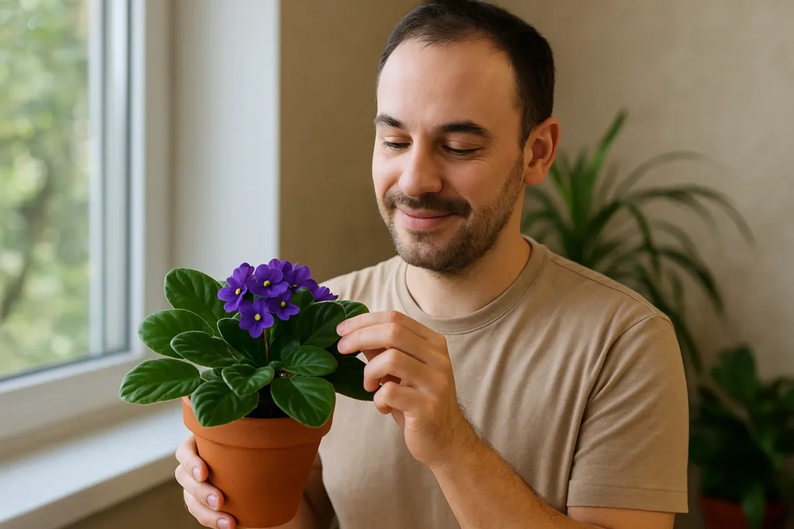 Troquei o vaso de plástico por barro e minha violeta ficou mais verde que nunca
