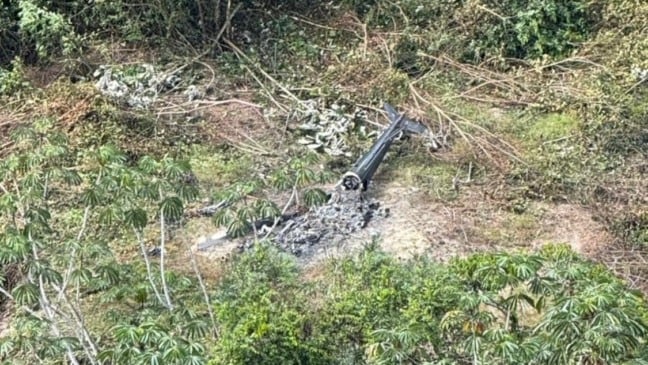 Destroços do helicóptero (Foto: Divulgação)