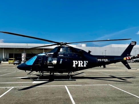 Um dos destaques da exposição será o helicóptero oficial da PRF, que ficará aberto à visitação no estacionamento do shopping. (Foto: Divulgação)