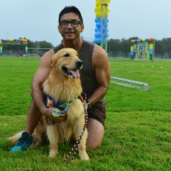 Fã de corrida, o empresário Jadir Lima, 45, transmite a paixão para o Golden Retriever Look e transformou o pet em campeão (Foto: Nilzete Franco/FolhaBV)