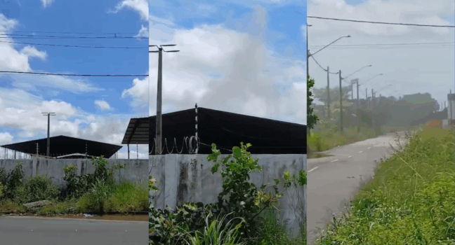 Rua fica encoberta por fumaça. Fotos: reprodução/vídeo