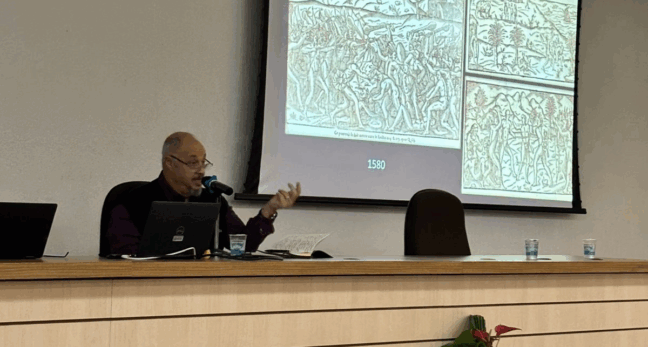 Durante sua conferência, intitulada “Corpo e semiótica na identidade imagética da Amazônia”, Zouein analisou como imagens históricas da região, desde o século XIX, contribuíram para narrativas ambíguas — entre o fascínio exótico e a marginalização. (Foto: Divulgação)