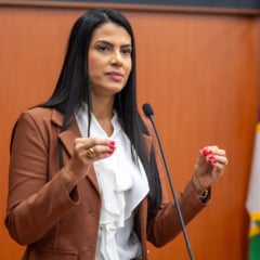 A deputada estadual Catarina Guerra durante discurso na tribuna