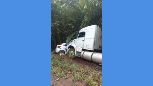 Carro atinge carreta de frente na BR-174, dentro da Terra Waimiri-Atroari (Foto: Divulgação)