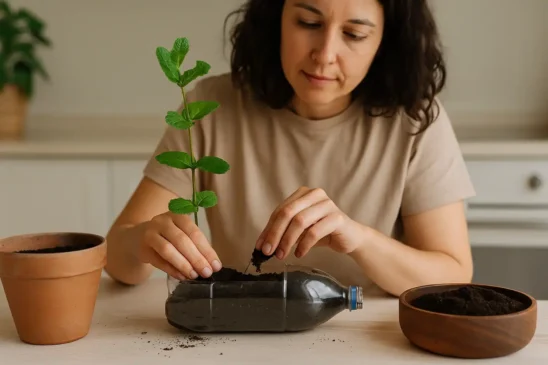 Como plantar hortelã em garrafa PET e colher folhas frescas