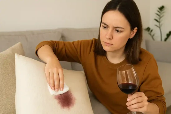 Como tirar manchas de vinho de almofadas claras