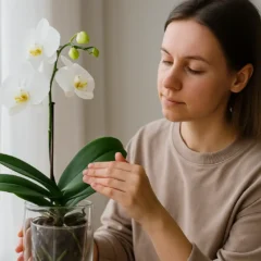 Orquídea em vaso de vidro beleza ou risco
