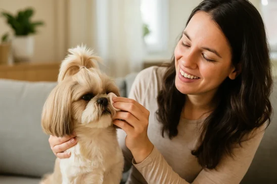 Shih Tzu e o drama da lágrima ácida — veja como evitar manchas no rosto do pet