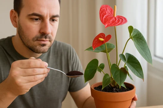 Uma colher desse adubo natural salvou meu antúrio morrendo
