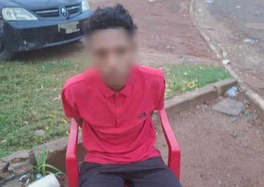 Momento em que o suspeito foi preso (Foto: Divulgação) 