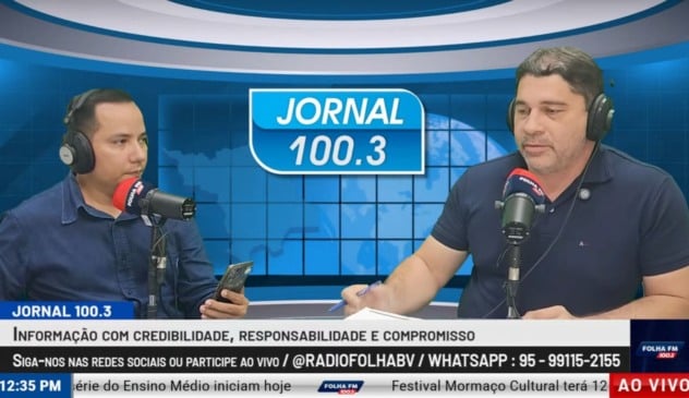Marcelo Nunes em entrevista ao Jornal da 100.3, da Rádio Folha, apresentado por Natanael Vieira. (Foto: Reprodução/Rádio Folha)