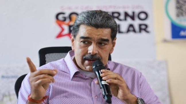 O ditador venezuelano Nicolás Maduro durante reunião comunitária em Caracas
