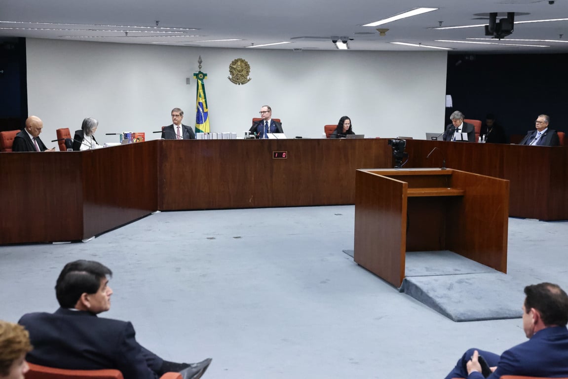 O plenário da primeira turma do Supremo Tribunal Federal durante o julgamento do ex-presidente Jair Bolsonaro (Foto: Antonio Augusto/STF)