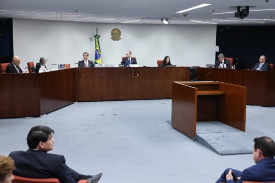 O plenário da primeira turma do Supremo Tribunal Federal durante o julgamento do ex-presidente Jair Bolsonaro (Foto: Antonio Augusto/STF)