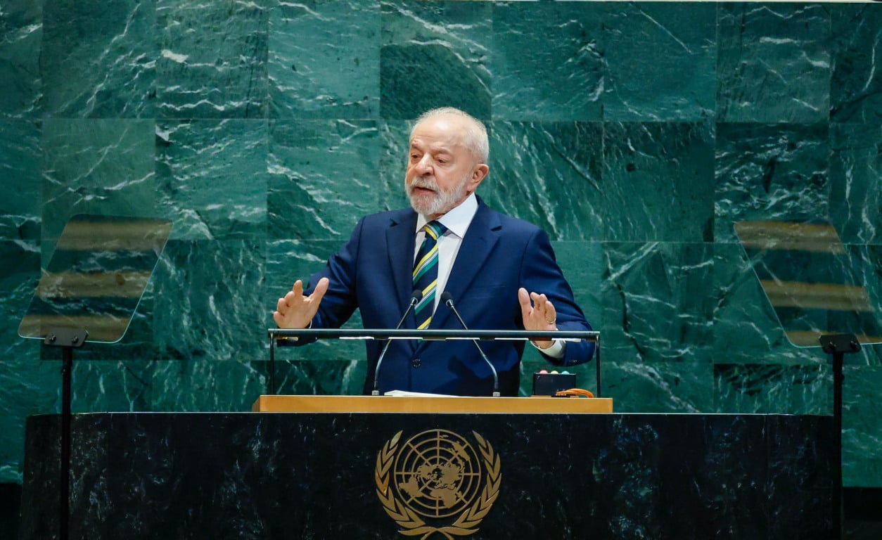 O presidente Lula durante o discurso na Assembleia Geral da ONU