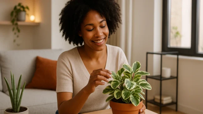 7 formas criativas de decorar ambientes pequenos com peperômia variegata
