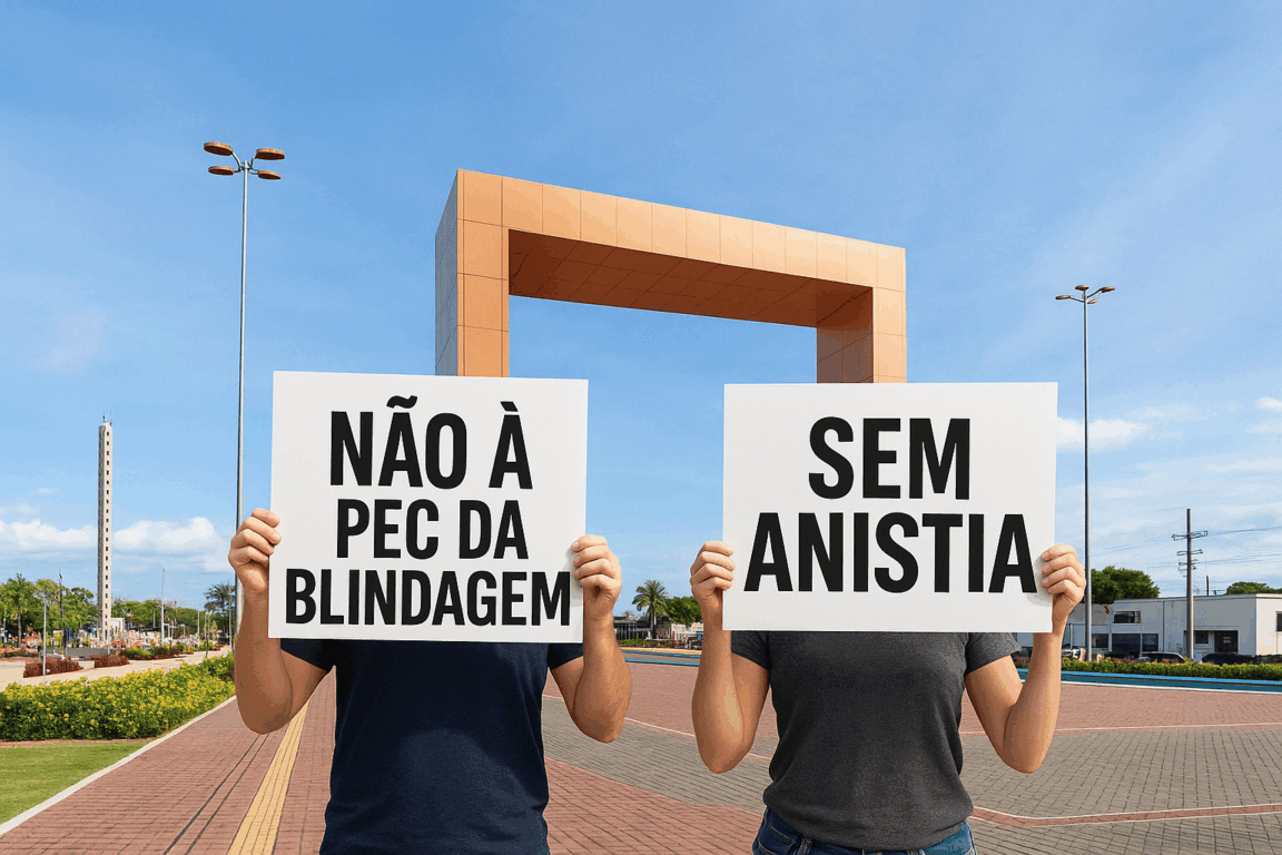 Praça das Águas terá ato contra a anistia do 8 de Janeiro e a blindagem aos políticos (Foto gerada por IA)