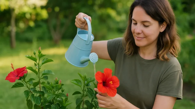 Hibisco para de florescer por 7 erros de rega que drenam a energia da planta e ainda são muito comuns