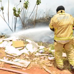 Terreno baldio foi atingido por incendio na manhã de hoje (Foto: Nilzete Franco/FolhaBV)