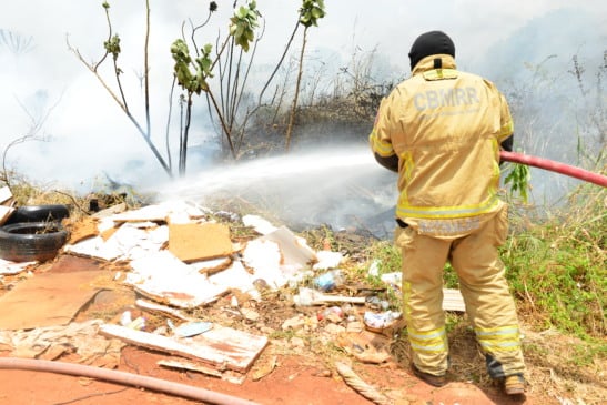 Terreno baldio foi atingido por incendio na manhã de hoje (Foto: Nilzete Franco/FolhaBV)