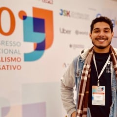 O jornalista Felipe Medeiros durante o 20º Congresso Internacional de Jornalismo Investigativo em São Paulo (Foto: Arquivo pessoal)
