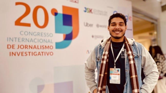 O jornalista Felipe Medeiros durante o 20º Congresso Internacional de Jornalismo Investigativo em São Paulo (Foto: Arquivo pessoal)