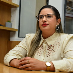 A advogada de defesa do acusado. (Foto: Karolayne Corrêa).