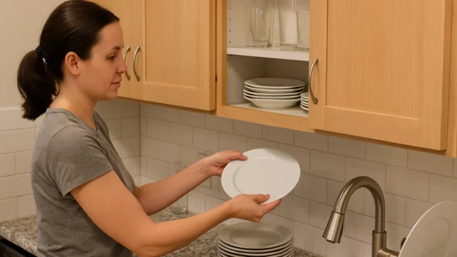 Mães estão organizando a cozinha após o jantar sem perder tempo com 5 formas fáceis e eficazes