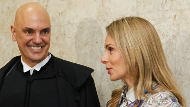 O ministro Alexandre de Moraes, do STF, e a esposa Viviane Barci