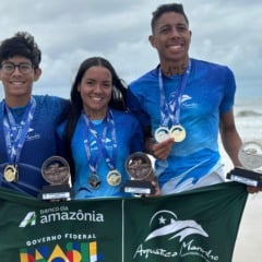 Atletas de Roraima conquistam outo em competição de natação em águas abertas. (Foto: ASCOM/Aquática Marinho)