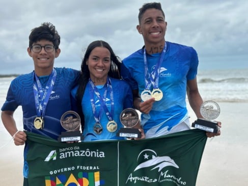 Atletas de Roraima conquistam outo em competição de natação em águas abertas. (Foto: ASCOM/Aquática Marinho)