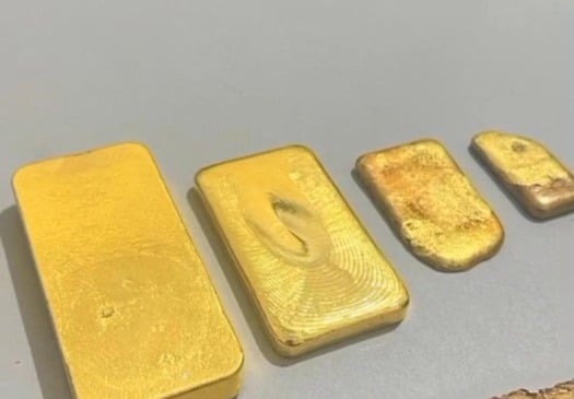 Barras de ouro apreendidas com o suspeito (Foto: Divulgação) 