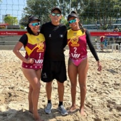 Dupla roraimense vai em busca do ouro em torneio de vôlei de praia no Amazonas. (Foto: ASCOM/Nédson Brito - Josy e Waleska)