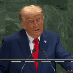O presidente estadunidense Donald Trump durante discurso na Assembleia Geral da ONU