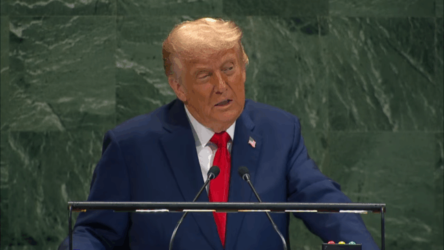 O presidente estadunidense Donald Trump durante discurso na Assembleia Geral da ONU