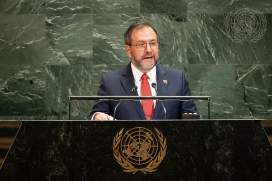 O ministro das Relações Exteriores da Venezuela, Yván Gil Pinto, durante discurso na ONU