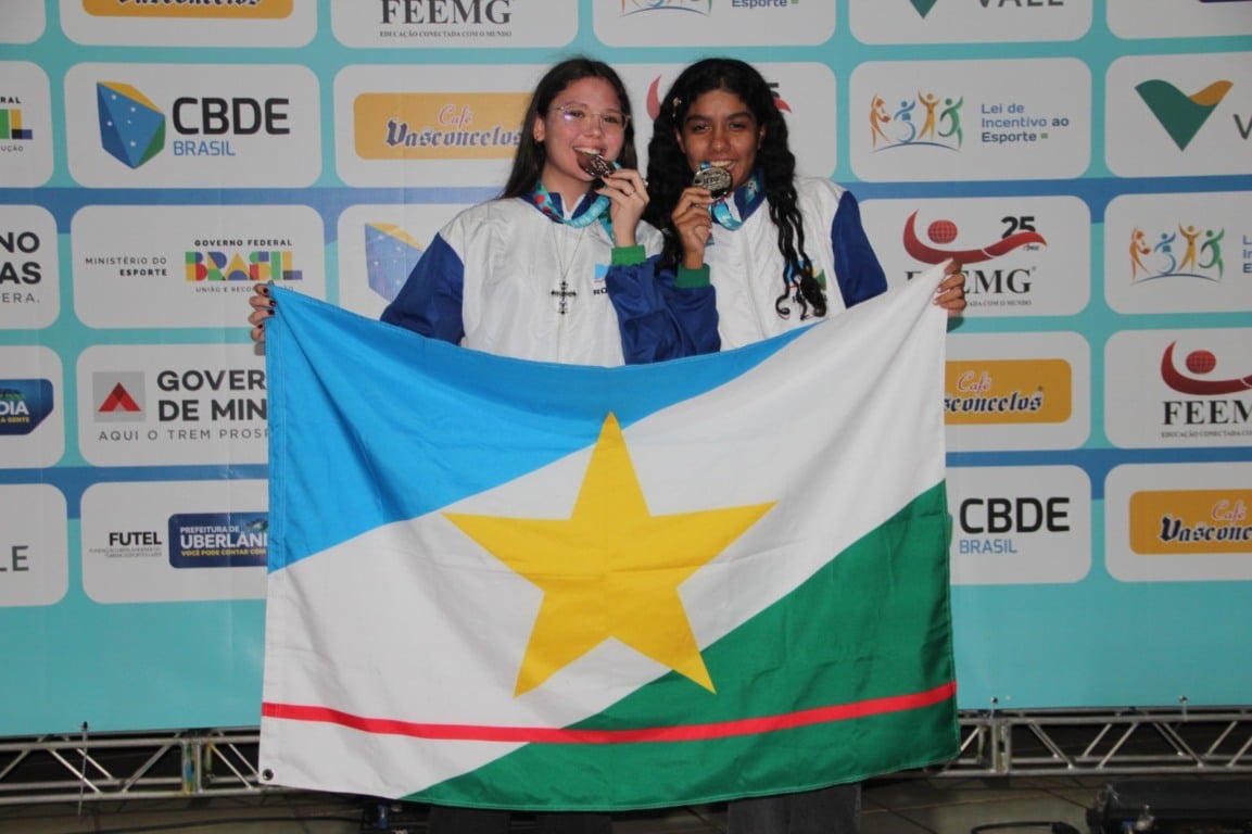 A dupla feminina formada por formada por Sara Vitor França e Thaila Araújo Lima, conquistam a a 21ª medalha para o Estado nos JEBs. (Foto: Divulgação)
