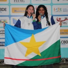 A dupla feminina formada por formada por Sara Vitor França e Thaila Araújo Lima, conquistam a a 21ª medalha para o Estado nos JEBs. (Foto: Divulgação)