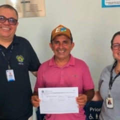 O técnico judiciário do TRE-RR, Fábio Barros, o suplente de vereador Roberto Curió e a chefe de cartório da 4ª Zona Eleitoral de São Luiz, Mariana Amaral Gonçalves (Foto: Divulgação)