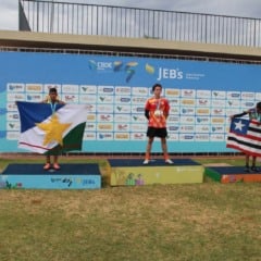 Roraima no segundo lugar mais alto do pódio no atletismo. (Foto: Ascom/Seed)