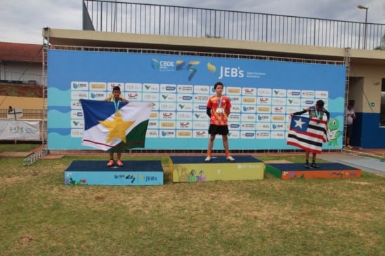 Roraima no segundo lugar mais alto do pódio no atletismo. (Foto: Ascom/Seed)
