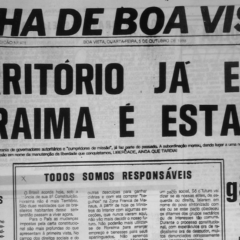 Edição nº 478 da Folha de Boa Vista registrou o momento em que o Território de Roraima passou a integrar a federação como Estado. (Foto: Arquivo/FolhaBV)