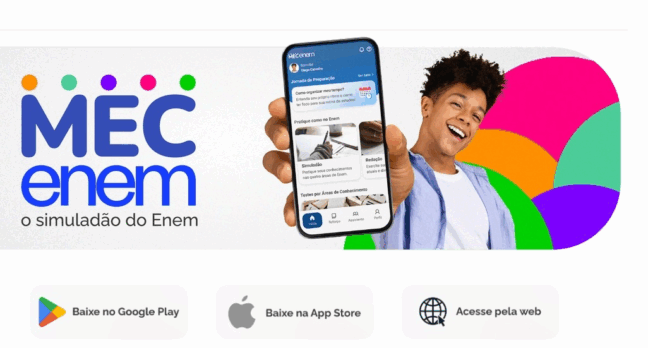 o “MEC Enem” oferece simulados cronometrados com questões de edições anteriores do Enem.(Foto: Reprodução/MEC)