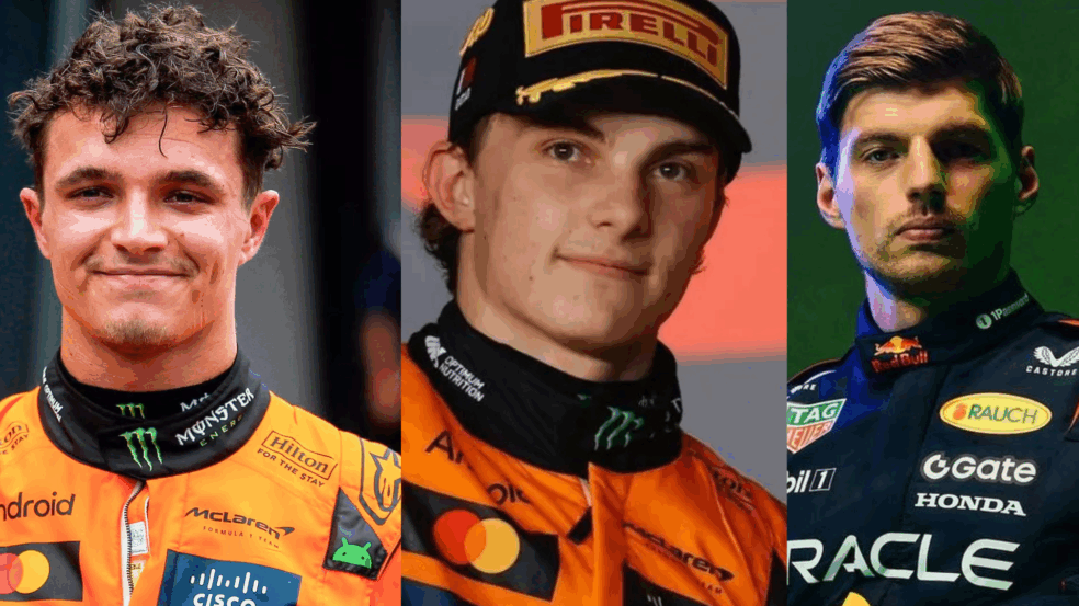 
1º Lando Norris (McLaren); 2º Oscar Piastri (McLaren) e 3º Max Verstappen (Red Bull Racing).
