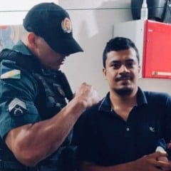 Sargento, o pai e a recém-nascida (Foto: Divulgação)