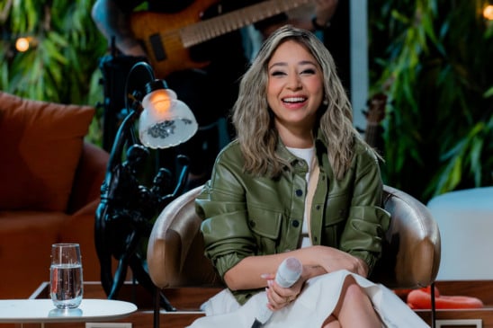 A cantora roraimense Marília Tavares durante a gravação do novo projeto "Marília Tavares Sessions" (Foto: Divulgação)