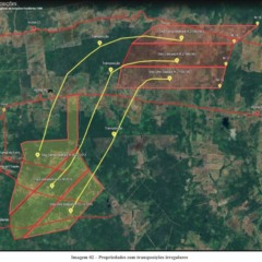 Mapa que mostra propriedades com trasnposições irregulares (Foto: Relatório Comissão Regional de Soluções Fundiárias)